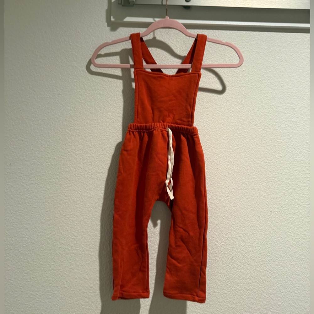 Knotted Fern Orange Kids Overalls